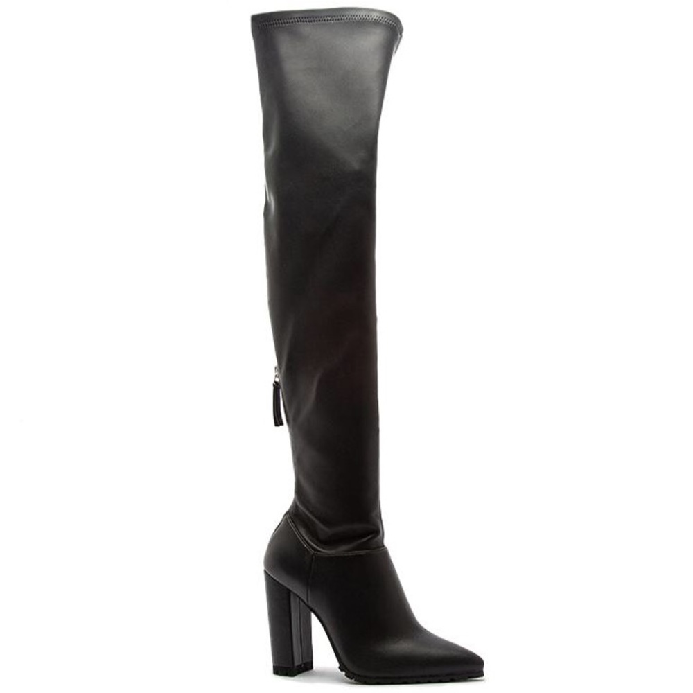 Black Thigh High Stretchy Boots - Picture 3 of 9